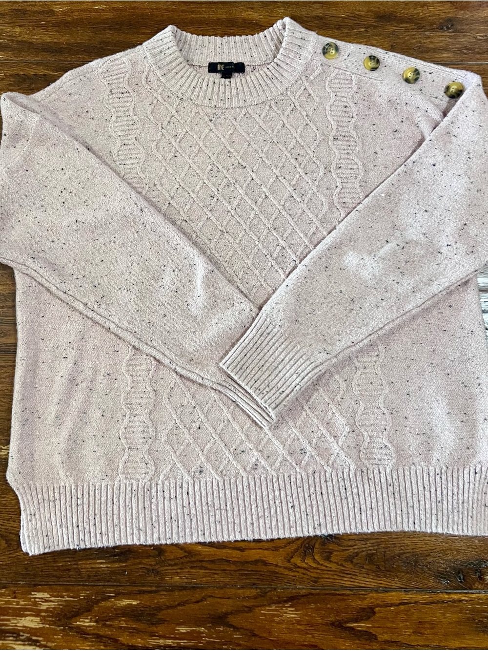 Frye Pale Pink Speckled Crewneck Sweater - Picture 5 of 6